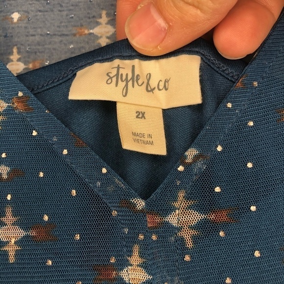 NWOT Style & Co Blue Sheer Ruffled Top Sz 2X - Picture 6 of 9